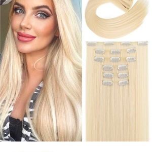 Clip in hair extensions, straight Blonde